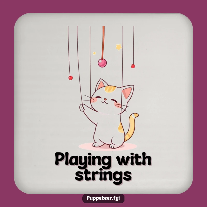 Funny Kawaii Cat Puppet Master Coaster Set: Protect Surfaces with Playful Style, A Hilarious Gift