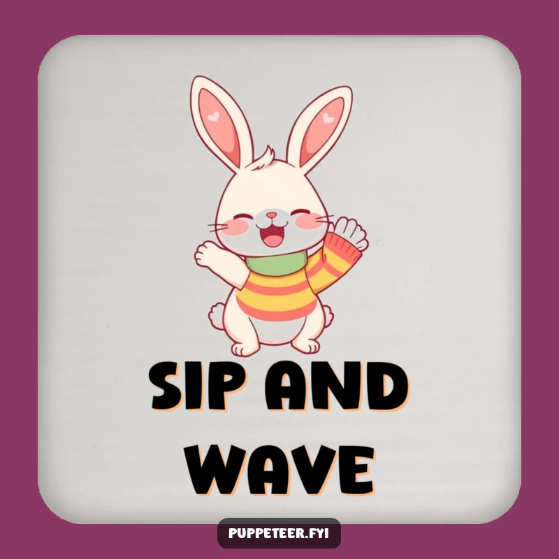 Funny Rabbit Sock Puppet Coaster: Protect Surfaces with a Wave, A Quirky Funny Gift!