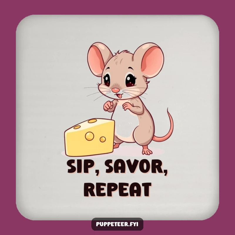 Funny Mouse Drink Coaster: Determined Puppet Master, Skillful Table Decor Gift