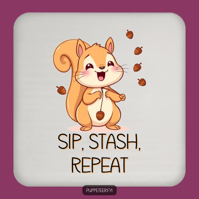 Funny Squirrel Drink Coaster: Acorn Collector Protection, Cheerful Table Decor Gift