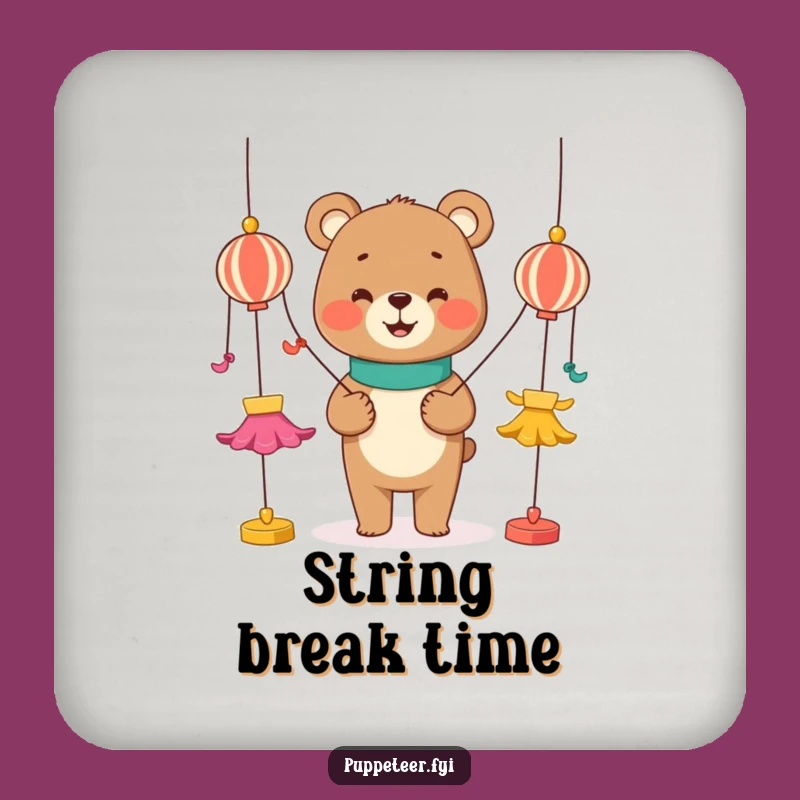 Funny Bear Puppet Show Coaster Set: Protect Surfaces with Humor