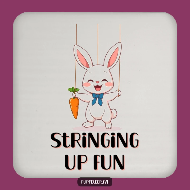 Funny Bunny Puppet Master Coasters: Protect Surfaces with Carrot Dance Flair, Gift Set