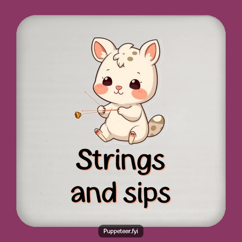 Funny Animal Puppet Show Coaster - Cheerful Strings Focus Drink Protection Gift