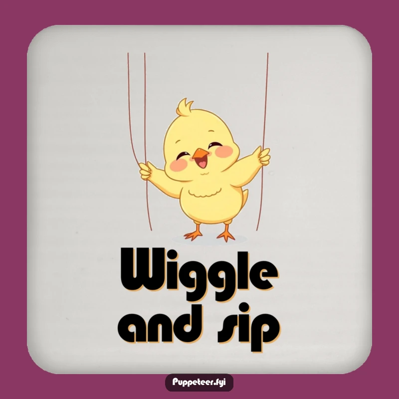 Funny Giggling Chick Puppet Coaster: Enthusiastic Performer Protection for Joyful Surfaces