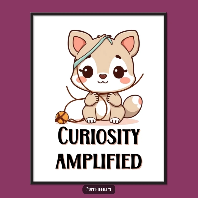 Funny Animal Inventor Poster - Curious String Experiments Wall Art Gift