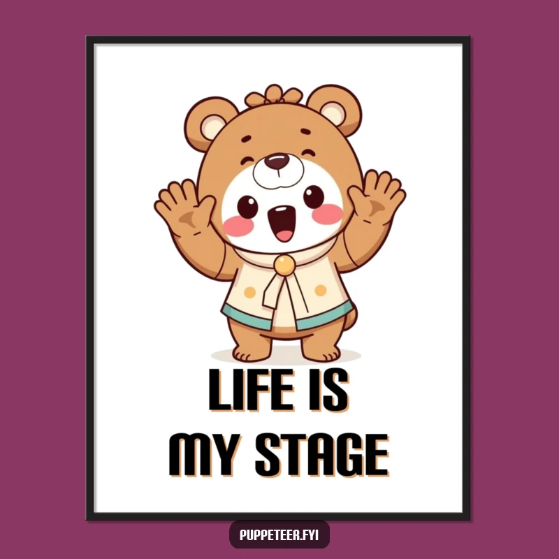 Funny Bear Puppet Master Poster - Whimsical Wall Art, Hilarious Decor Gift