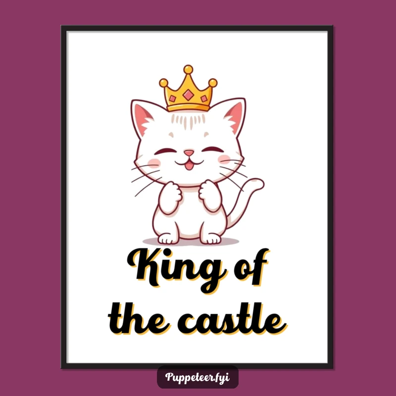 Funny Cat Crown Poster - Mischievous Art Print for Regal Decor