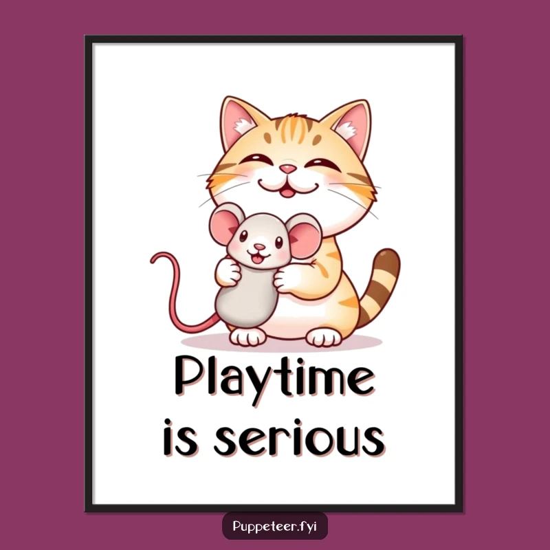 Funny Cat Puppet Poster: Giggling Cat, Hilarious Wall Art
