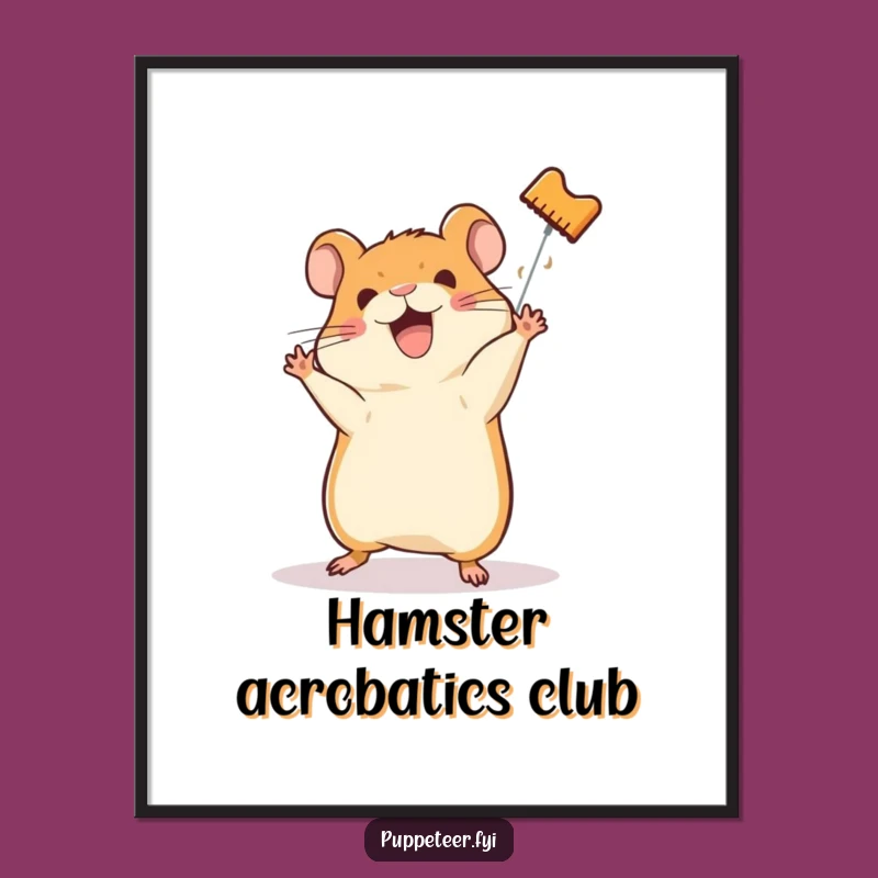 Funny Hamster Puppet Poster: Happy Acrobat Art Print