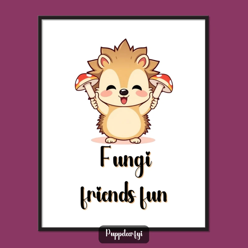 Funny Hedgehog Mushroom Puppets Poster: Hilarious Wall Art for Whimsical Spaces