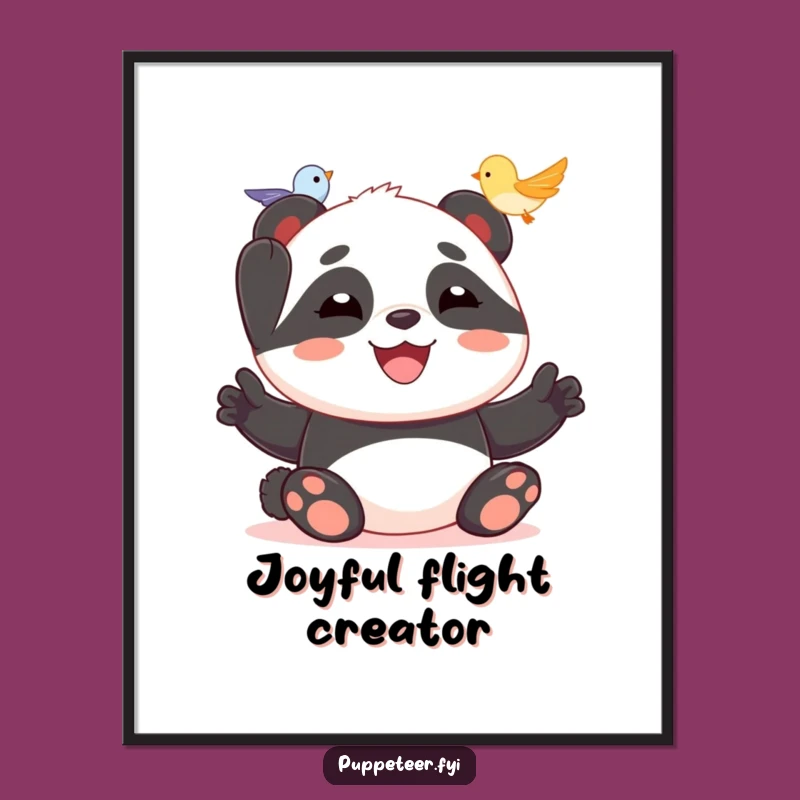 Funny Panda Bird Puppet Poster: Uplifting Wall Art Gift