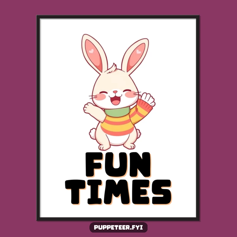 Funny Rabbit Sock Puppet Poster: Decorate with Giggles, A Cheerful Funny Gift!