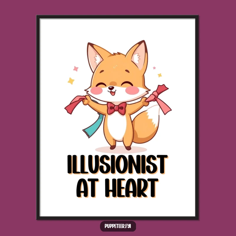 Funny Fox Magician Poster: Dapper Cartoon Wall Art, Perfect Funny Gift
