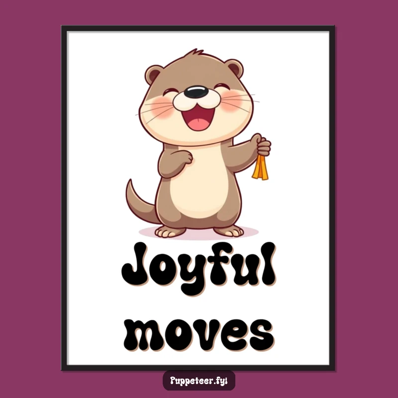 Funny Otter Puppet Dancer Poster: Cheerful Character's Joyful Puppet Art Gift