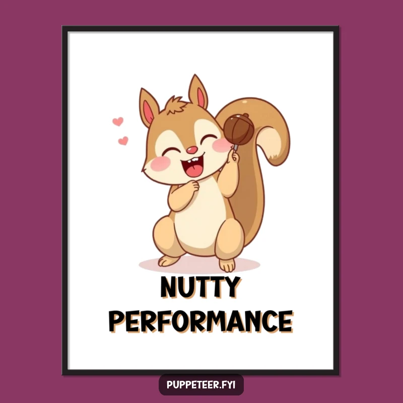 Whimsical Squirrel Puppet Poster: Nut Performs Acrobatics!