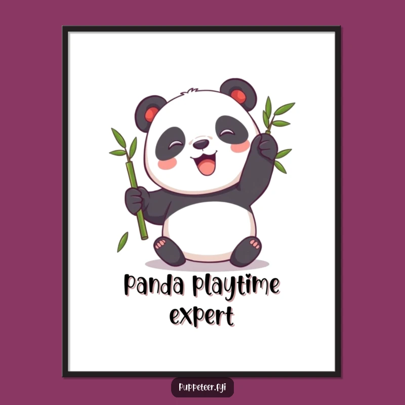 Funny Panda Poster: Playful Puppet Art Print, Cute Wall Decor Gift