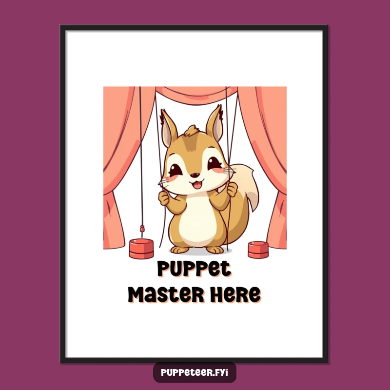 Funny Squirrel Puppeteer Poster: Focused Art for Your Dedicated Space