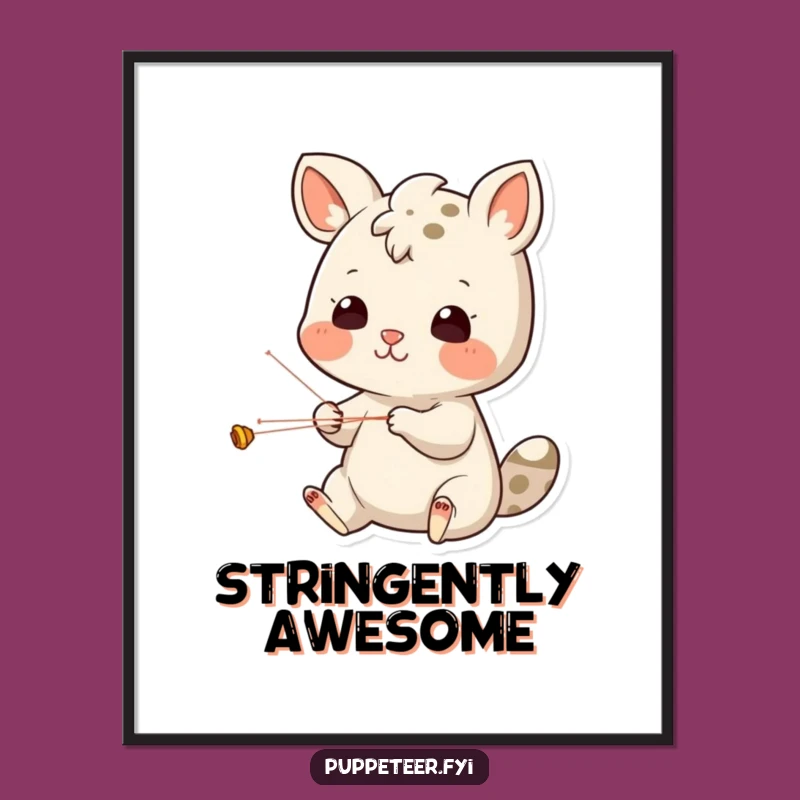Funny Animal Puppet Master Poster - Cheerful Concentration on Strings Wall Art Gift