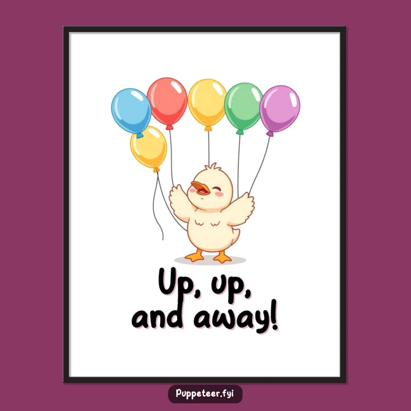 Funny Duckling Balloon Wrangler Poster: Giggling Joyful Art, Perfect Wall Decor Gift