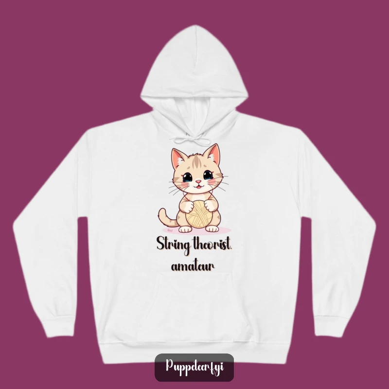 Cozy Funny Cat Yarn Puppet Master Hoodie - Warm and Humorous Winter Wear
