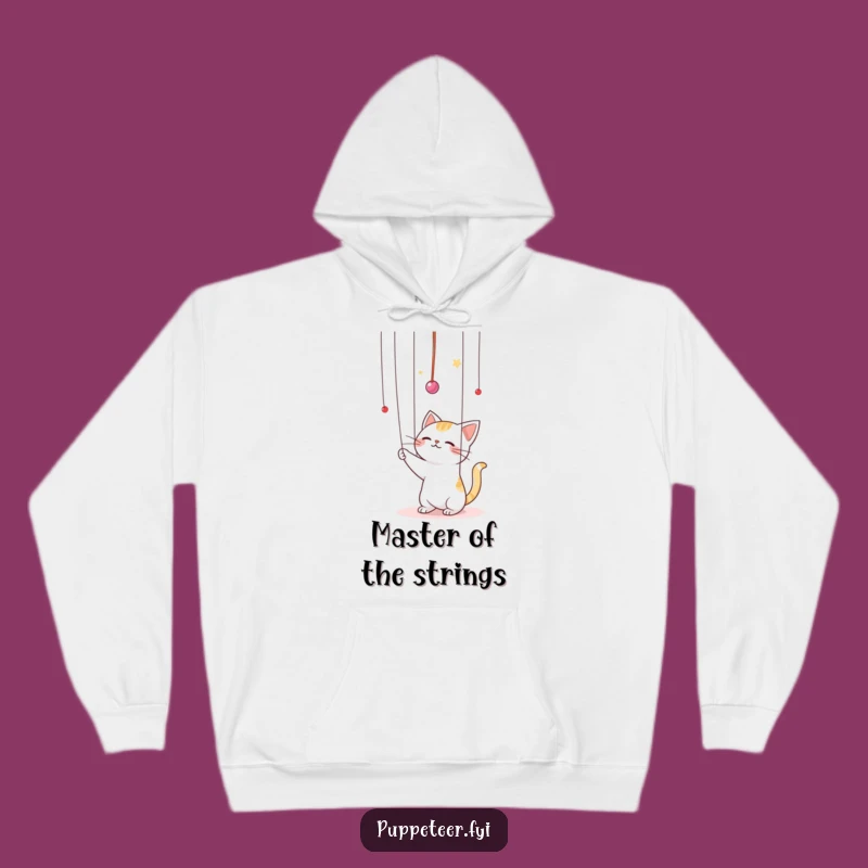 Cozy Funny Kawaii Cat Puppet Master Hoodie: Warmth and Laughter Guaranteed, A Hilarious Gift