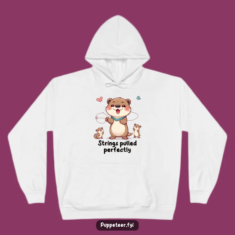 Cozy Funny Otter Puppet Master Hoodie: Stay Warm with Animal Drama