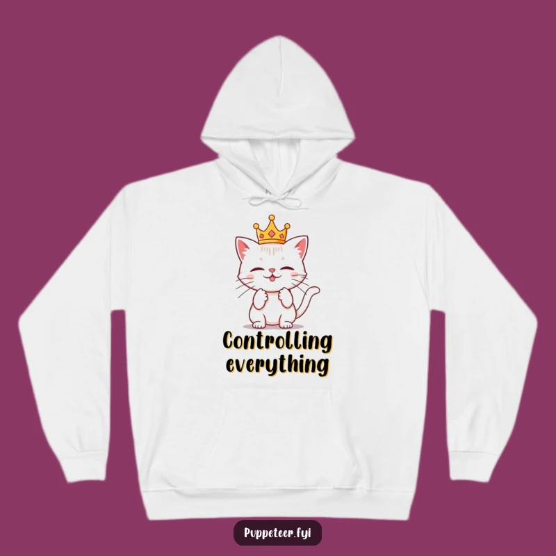 Funny Cat Crown Hoodie - Cozy Mischievous Ruler Wear for Cat Fans
