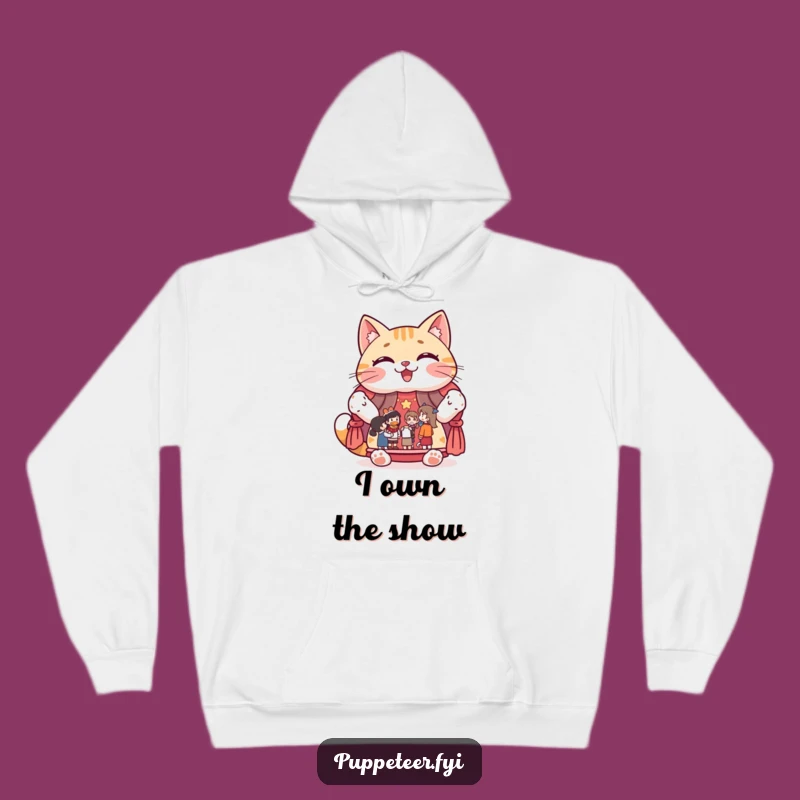 Funny Cat Puppet Show Hoodie: Cozy Feline Fun