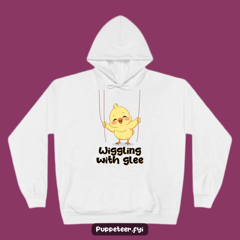 Funny Giggling Chick Puppet Hoodie: Enthusiastic Performer Comfort for Joyful Days