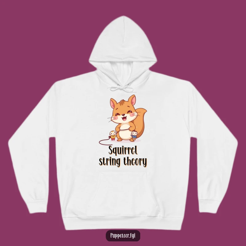 Funny Squirrel Puppet Master Hoodie: Cheerful Controller Comfort for Playful Days