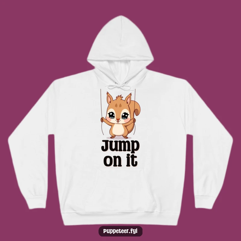 Funny Squirrel Puppet Master Hoodie: Playful Character's Cozy Jumping Puppet Gift
