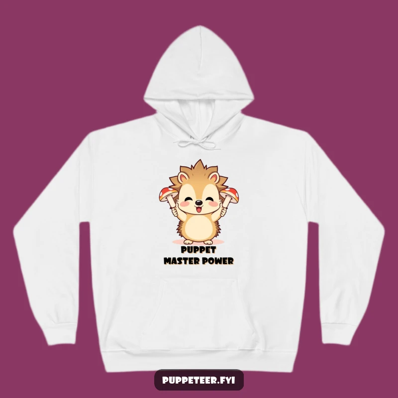 Cozy Funny Hedgehog Mushroom Puppets Hoodie: Warm & Hilarious Forest Apparel