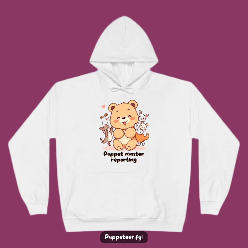Funny Bear Cub Hoodie: Puppet Show Comfort - Cheerful Gift