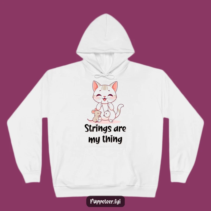 Funny Cat Strings Hoodie - Cozy Feline Fun Sweatshirt, Hilarious Gift