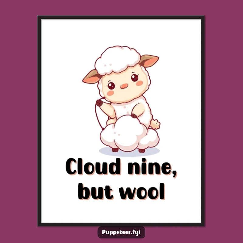 Free Printable Sheep Cloud Wall Art: Funny Sheep Controls Puppet, Whimsical Downloadable Art for Your Home