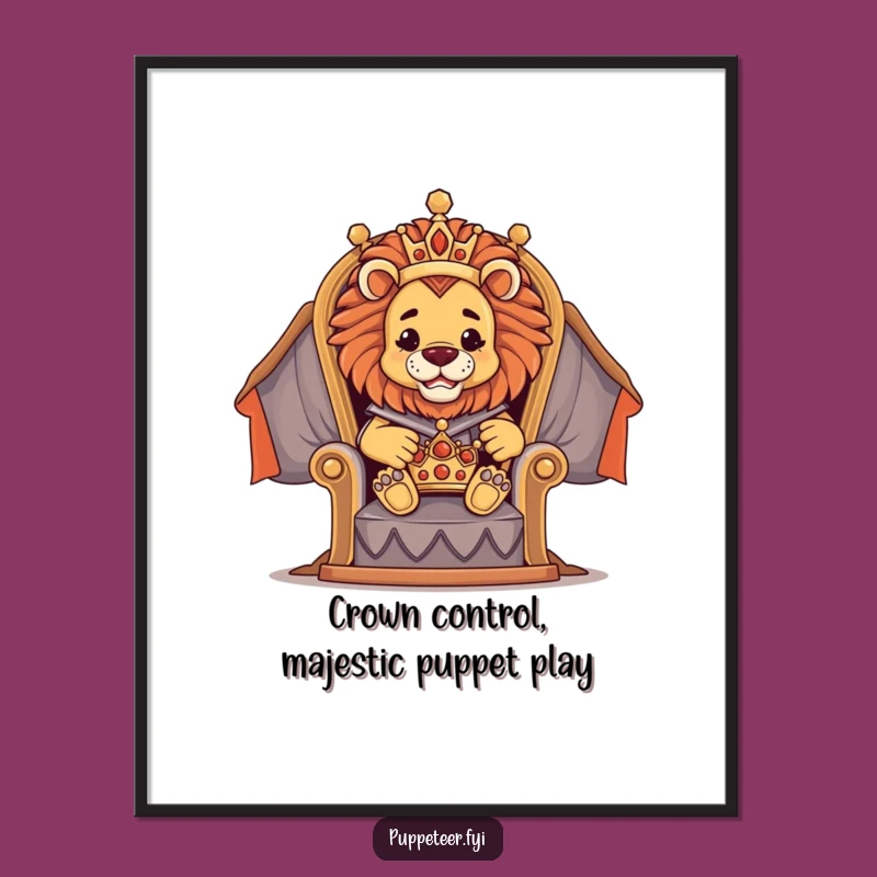 Free Printable Wall Art: Lion Crown Puppet Master Graphic - Regal Downloadable Decor