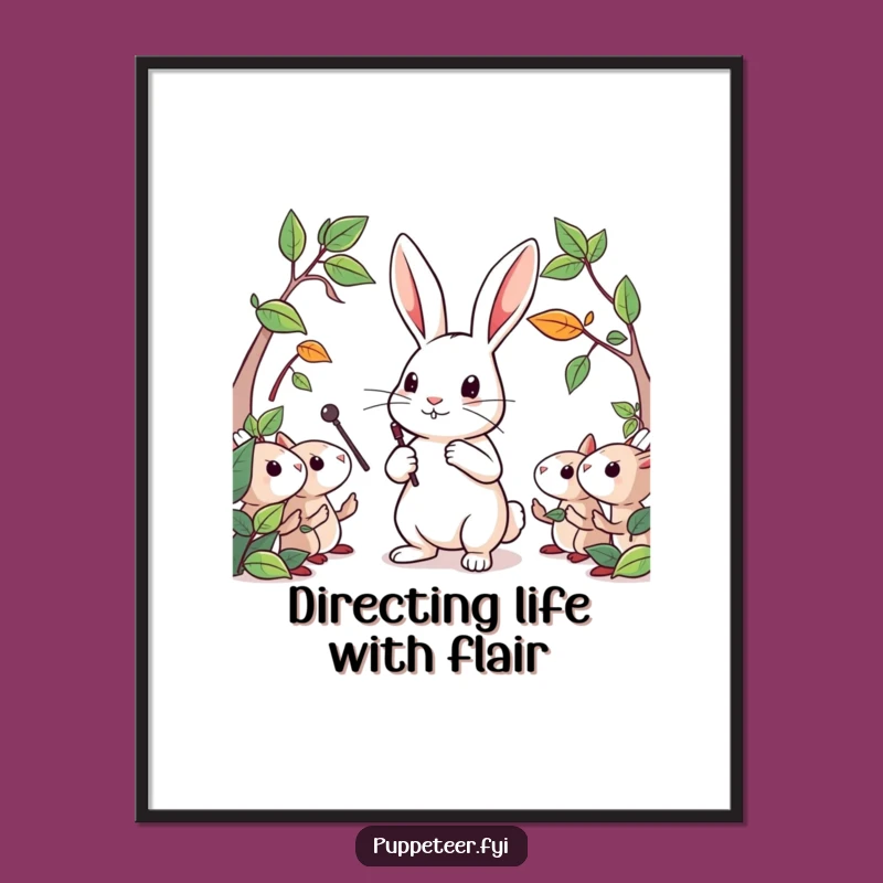 Free Printable Wall Art: Rabbit Conductor - Enchanting Downloadable Art for Nature Lovers