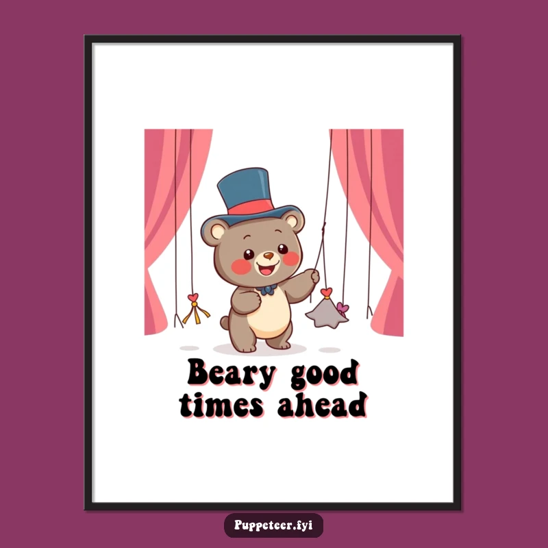 Free Printable Bear Wall Art: Funny Puppet Show Downloadable Decor for a Magical Ambiance
