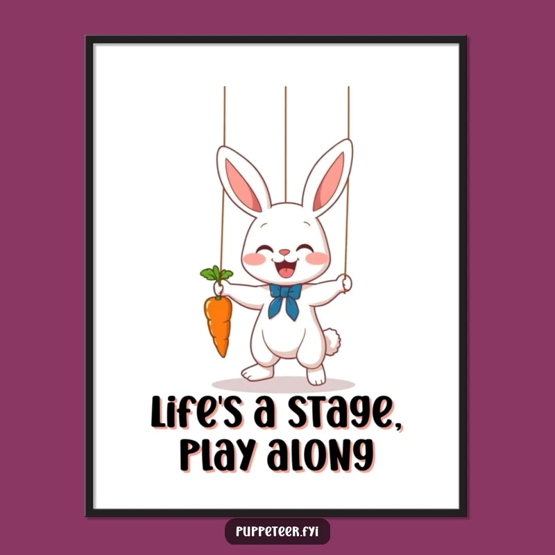 Free Printable Bunny Puppet Master Wall Art - Funny Carrot Dance Downloadable Decor