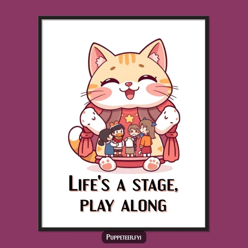 Free Printable Cat Puppet Show Art: Funny Humorous Downloadable Wall Decor