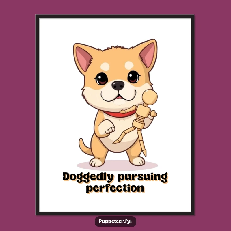 Free Printable Dog Marionette Wall Art: Determined Jumper Downloadable Decor