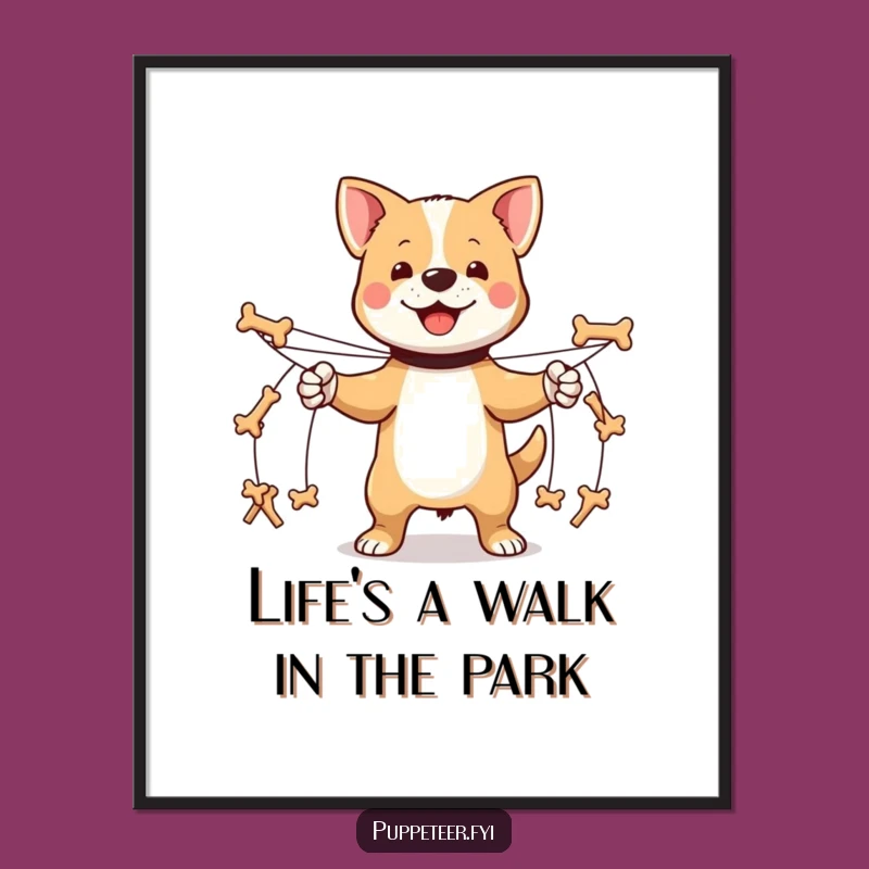 Free Printable Dog Puppet Master Wall Art - Marching Bones Downloadable Decor