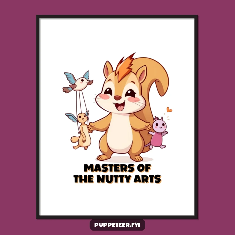 Free Printable Giggling Squirrel Puppet Master Wall Art - Funny Downloadable Decor
