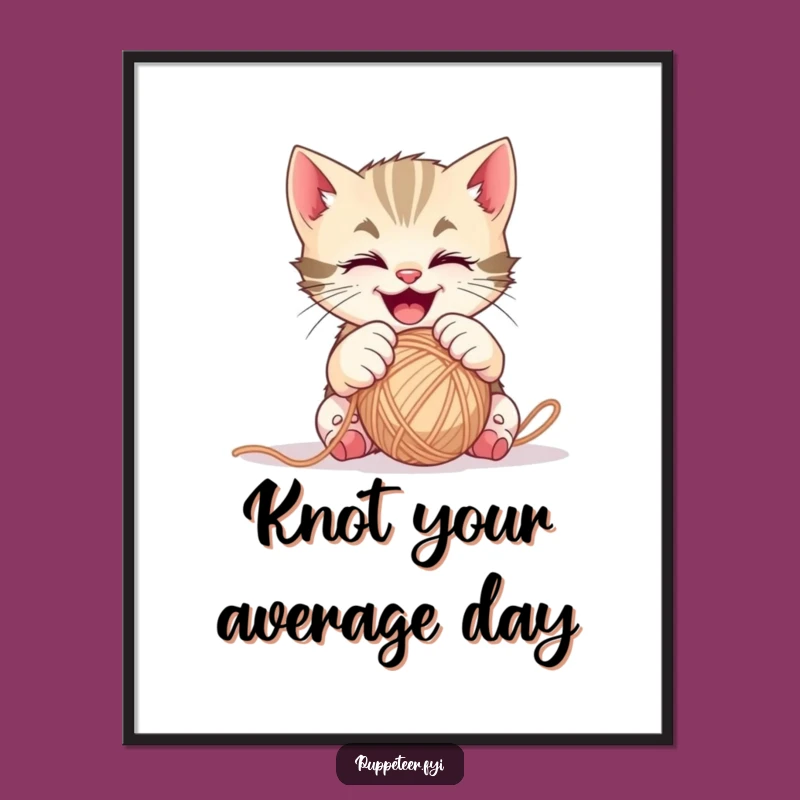 Free Printable Kitten Yarn Ball Wall Art - Playful Pounce Downloadable Decor
