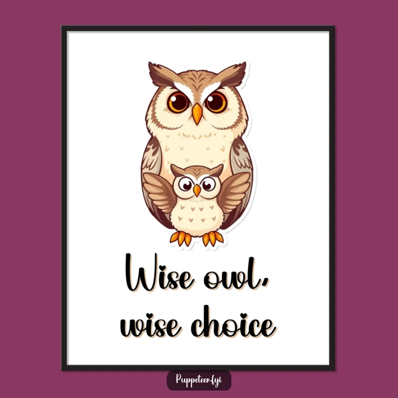 Free Printable Owl Puppet Wall Art: Funny Owl Watching Puppet Flap, Hilarious Downloadable Art for Your Home