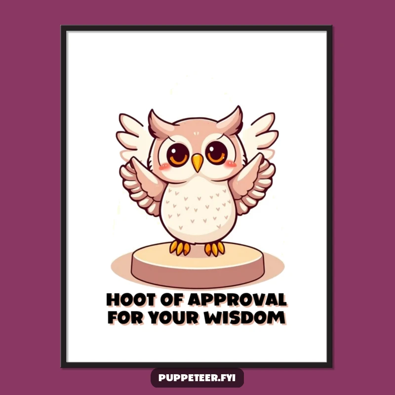 Free Printable Wall Art: Cheerful Owl Spotlight Star - Funny Downloadable Art Gift