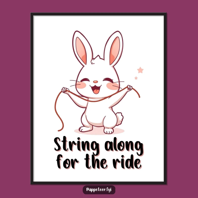 Free Printable Wall Art: Funny Rabbit Puppet Master - Humorous Downloadable Decor