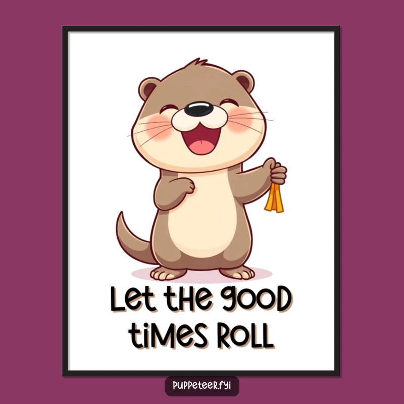 Free Printable Wall Art: Happy Otter Puppet Master - Humorous Downloadable Decor