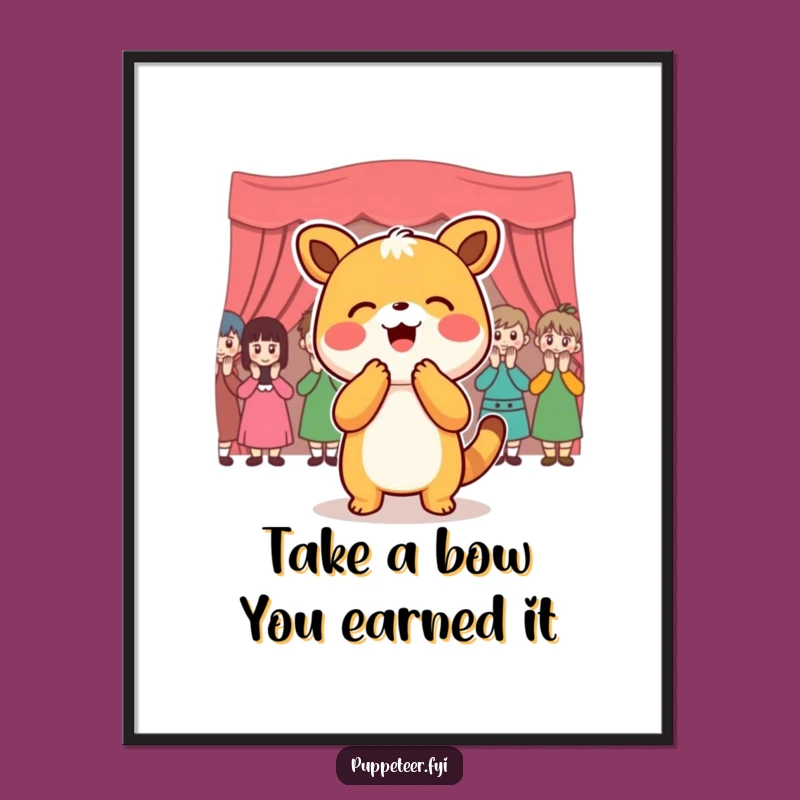 Free Printable Wall Art: Joyful Animal Performer, Audience Applause, Decor Download