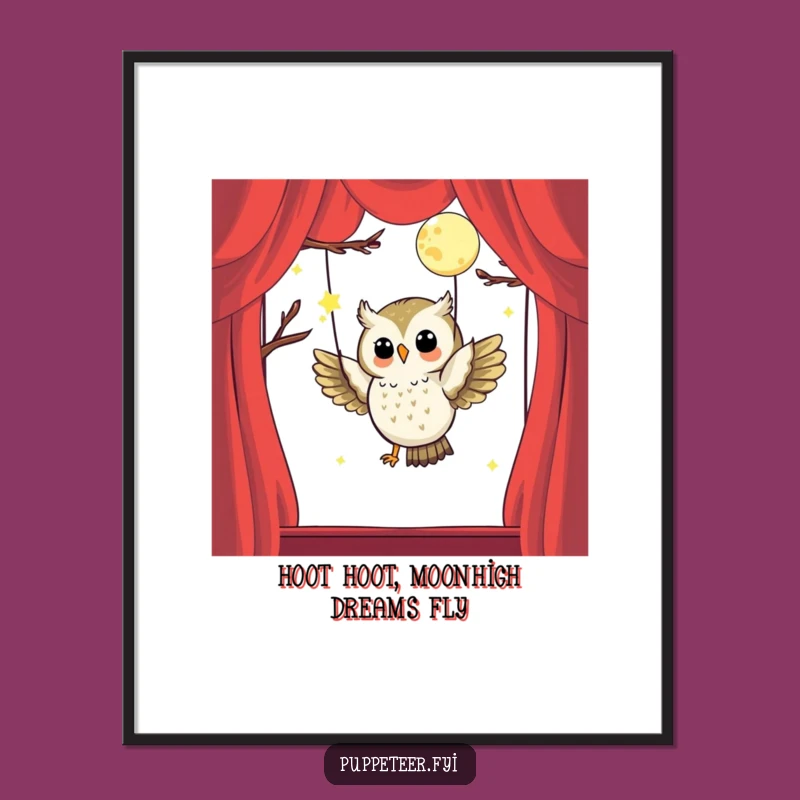 Free Printable Wall Art: Owl Moon Puppet Master Graphic - Dreamy Downloadable Decor